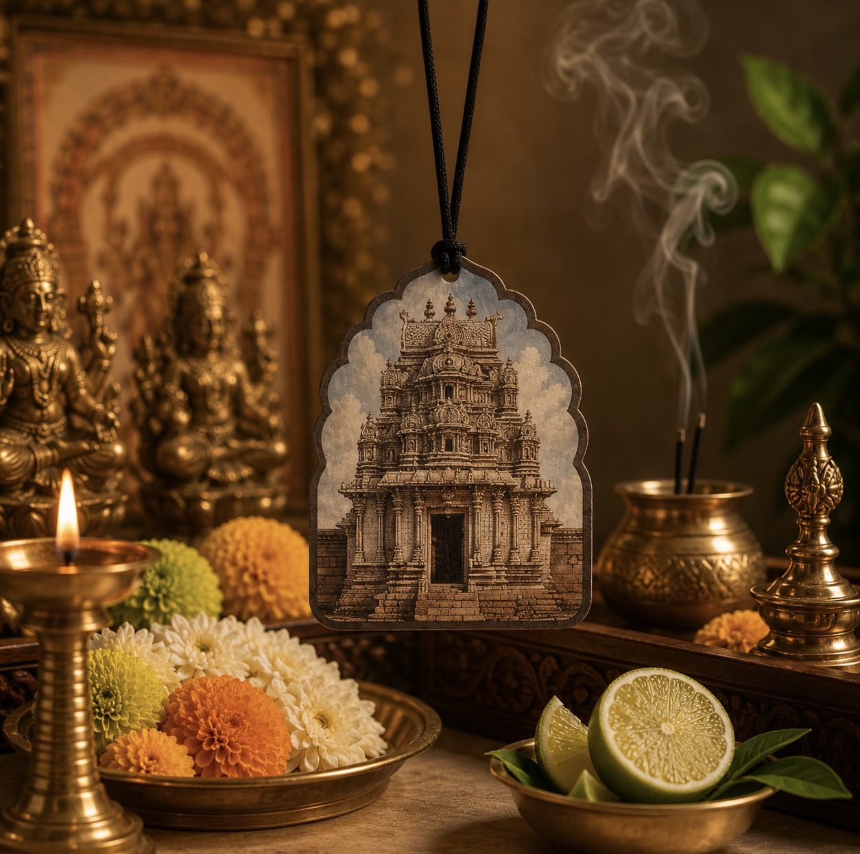Temple Gopuram | Premium Aromatic Car Hanging