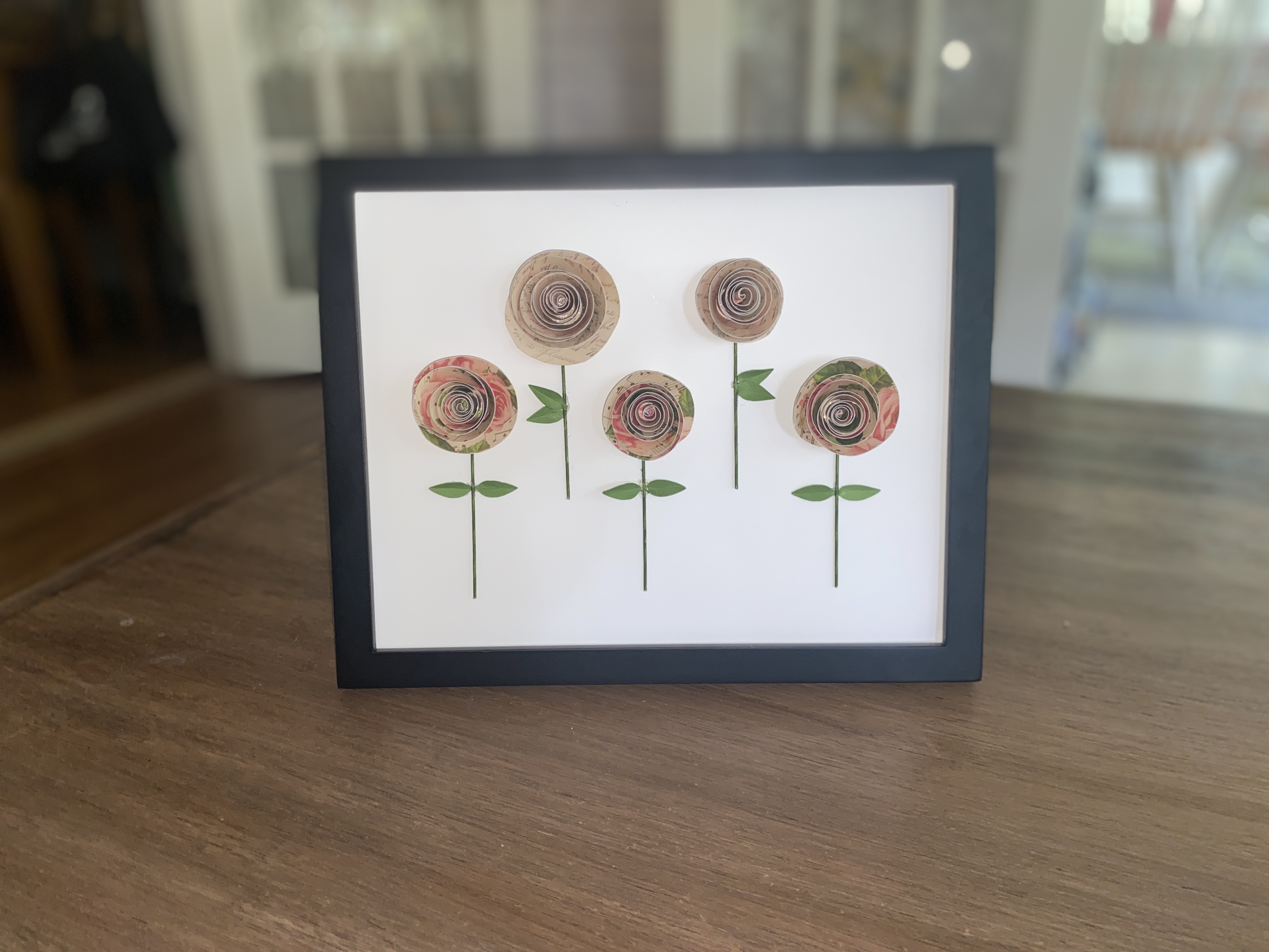Stemmed Paper Rolled Rose Frame