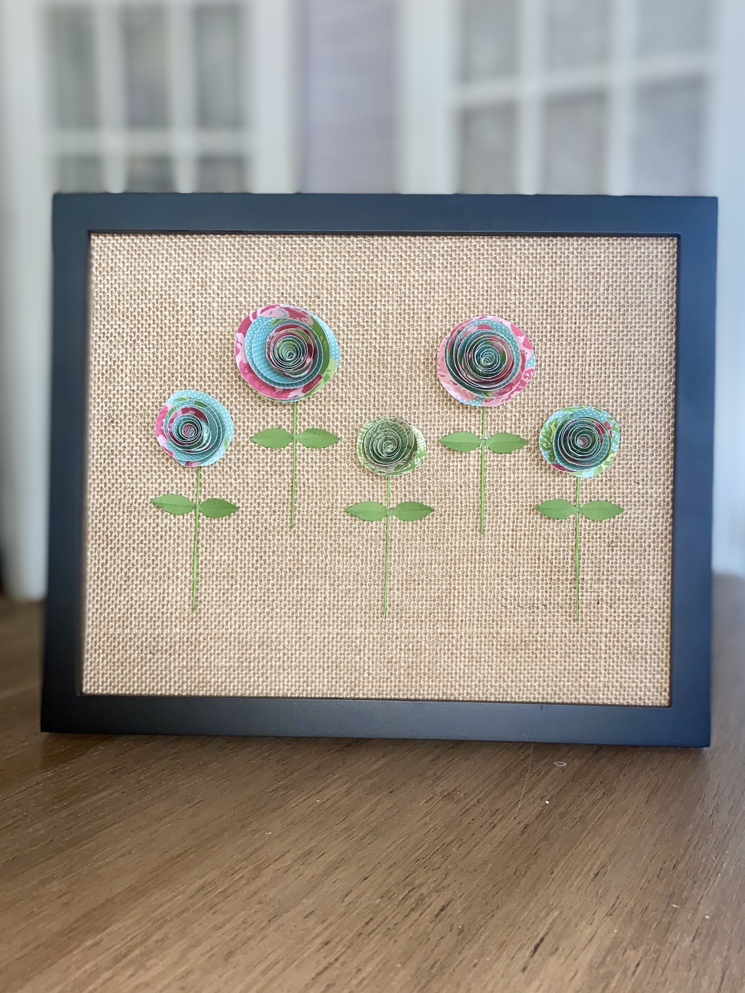 Stemmed Paper Rolled Rose Frame