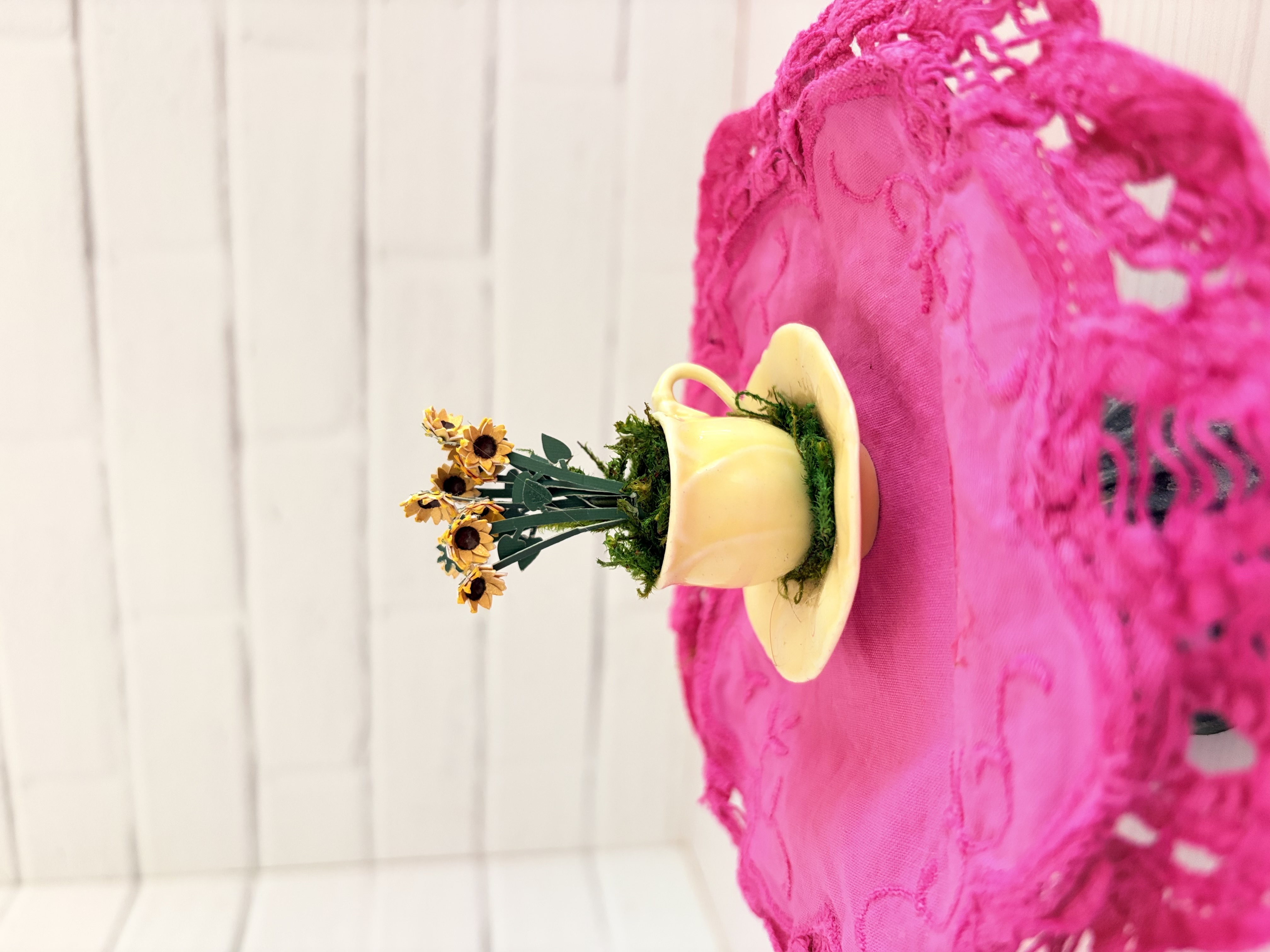 Miniature Sunflower Tea Cup Decor