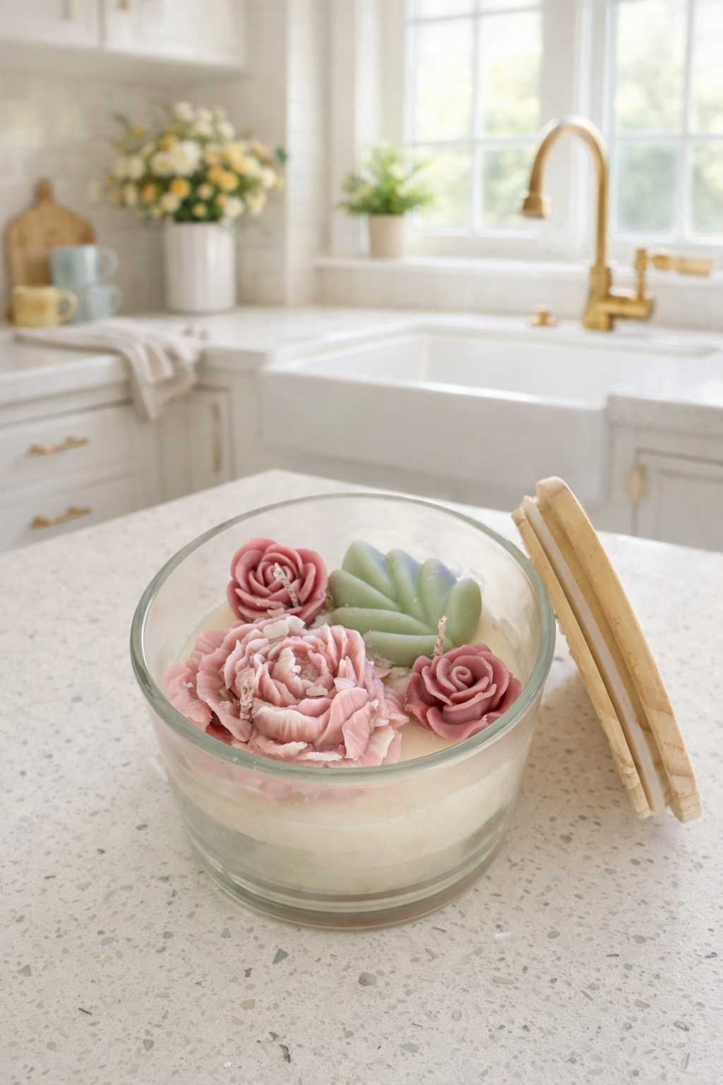 Ramadan Floral Candle Jar with Lid 