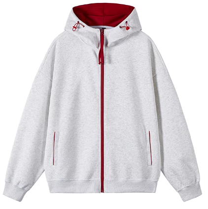 Grey Zip-Up Hooded Sweatshirt