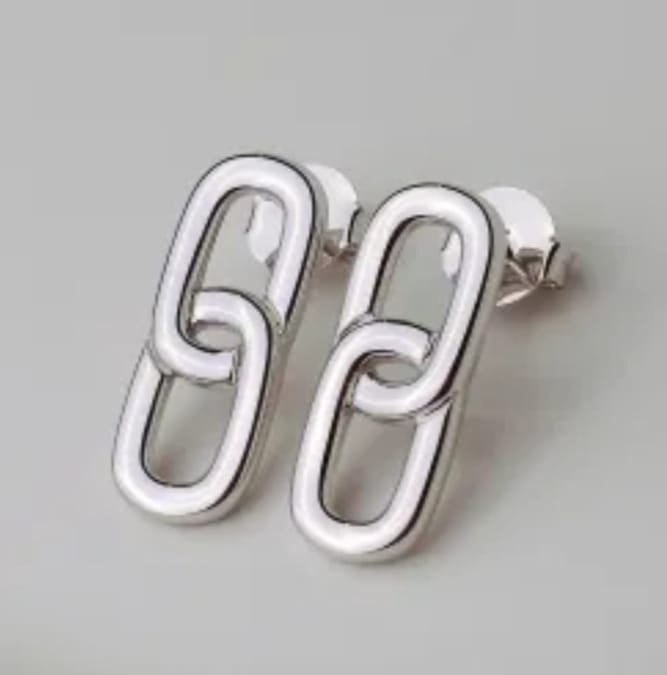 Brincos Elo em Ródio