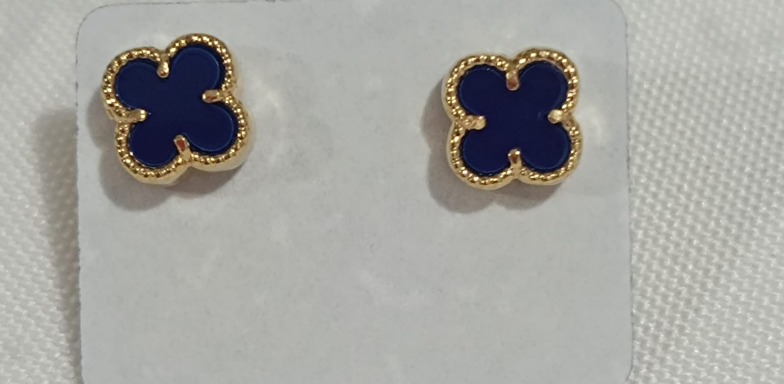 Brincos Trevo Azul Dourado