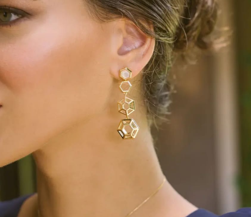 Brinco Longo Geométrico Dourado