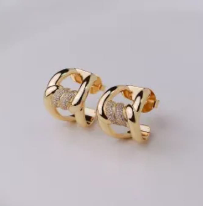 Brinco Argola Torcida Cravejada