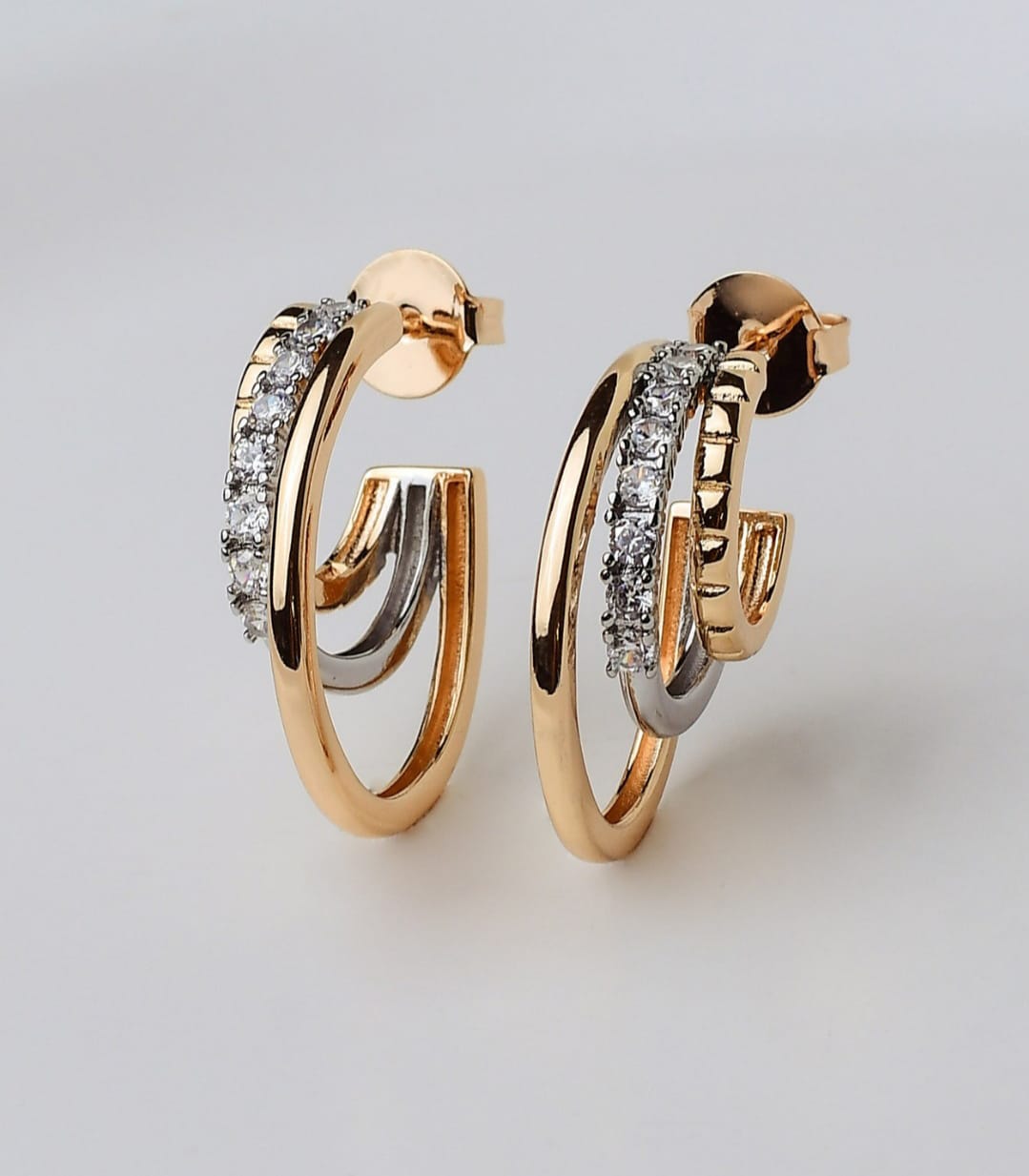 Brinco Argola Dois Banhos com Zircônias