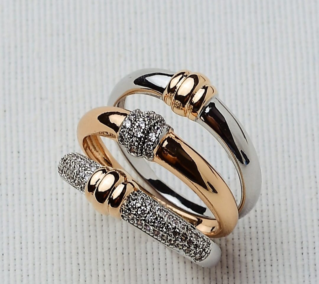 Anel triplo Dois Banhos Tam 16