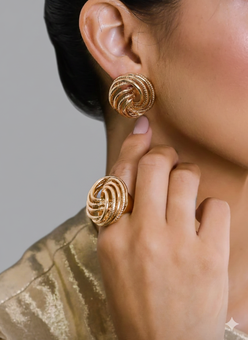 Conjunto Enlace de Anel TAM 17 e Brincos 