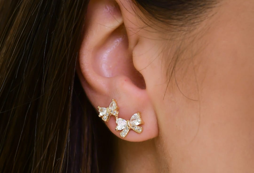 Brinco Trio de Laço Cristal