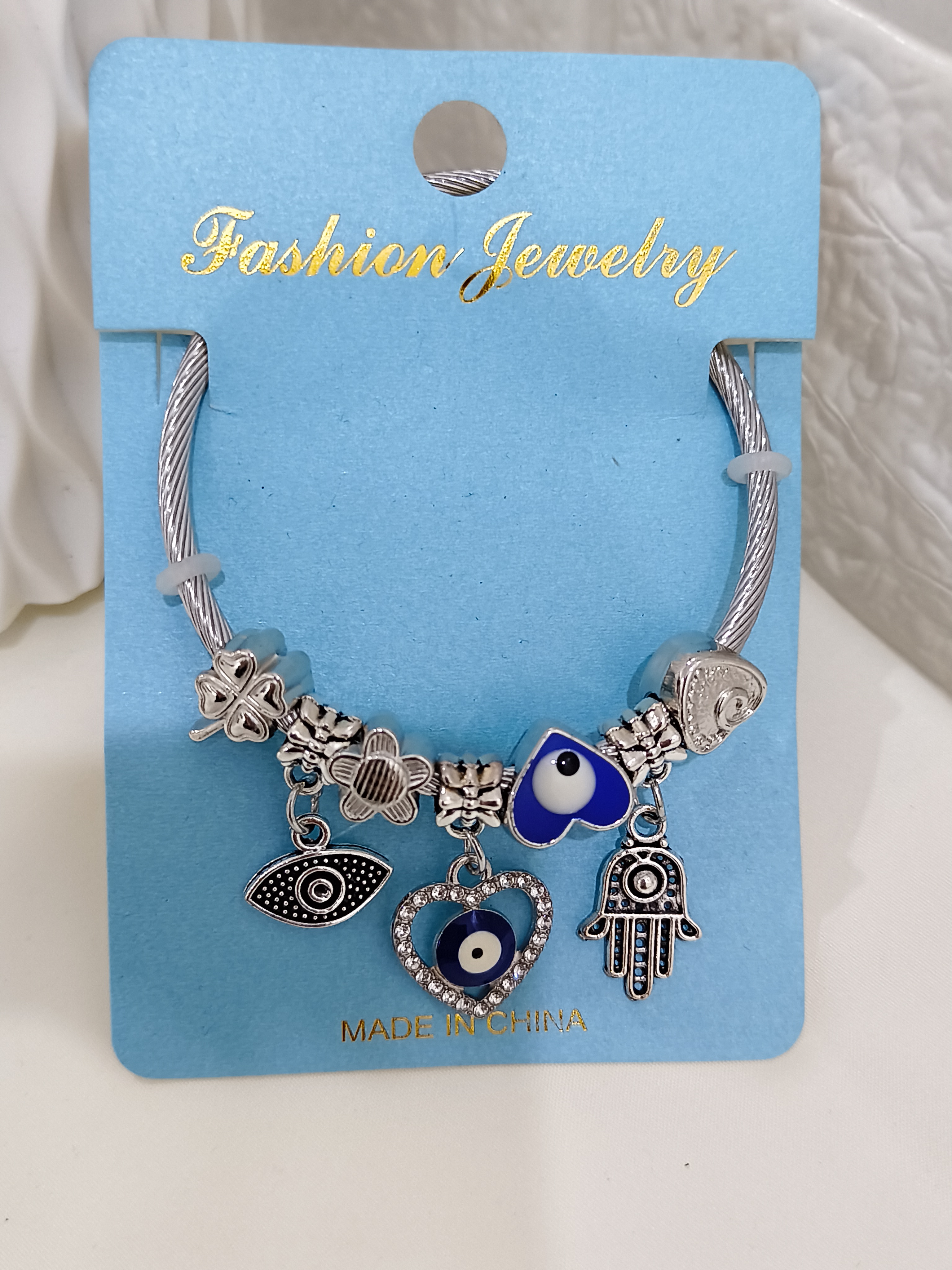 Charm Silver Bracelet with beads