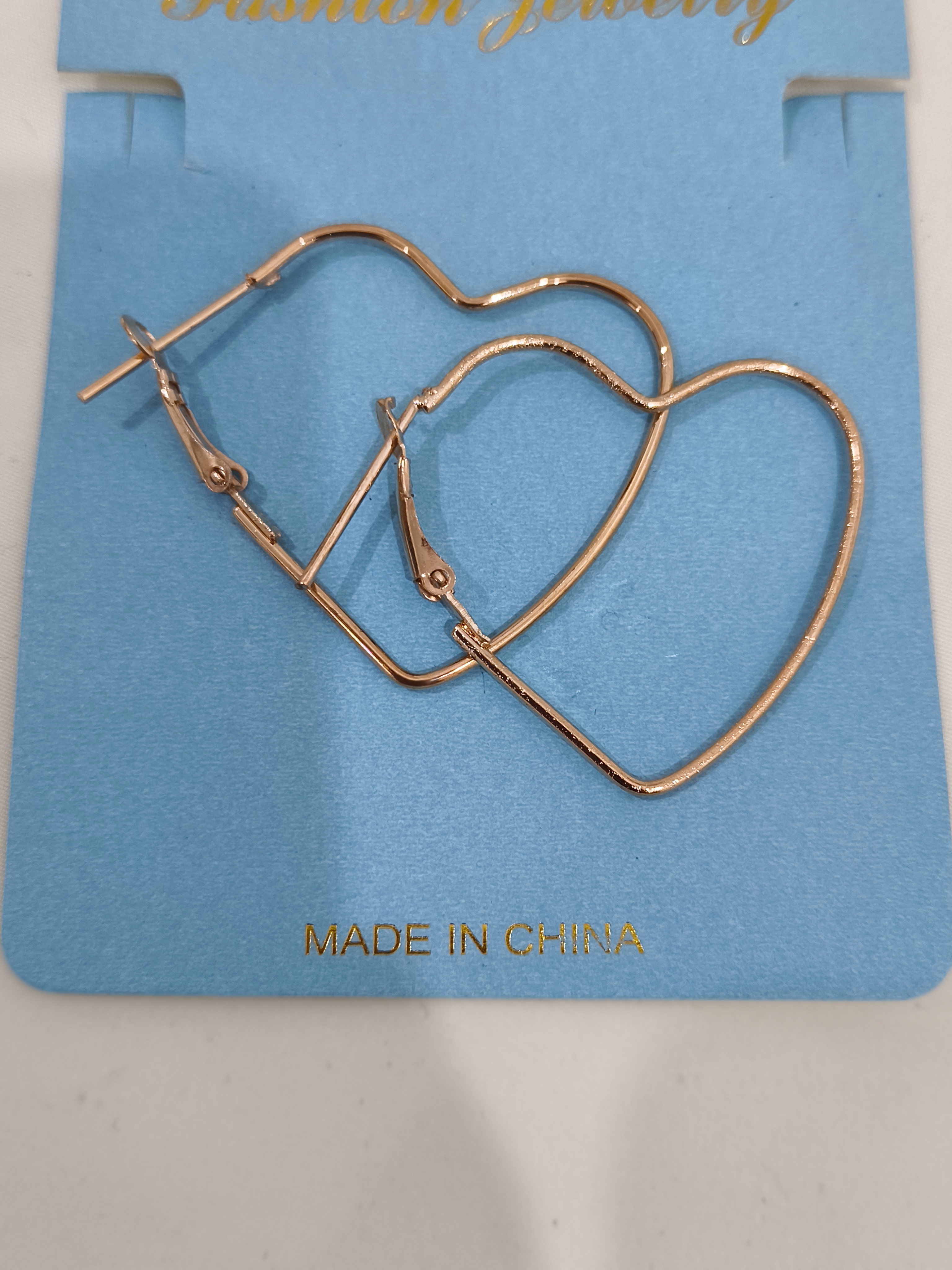 Heart-Shaped and Square-Shaped Gold Hoop Earrings