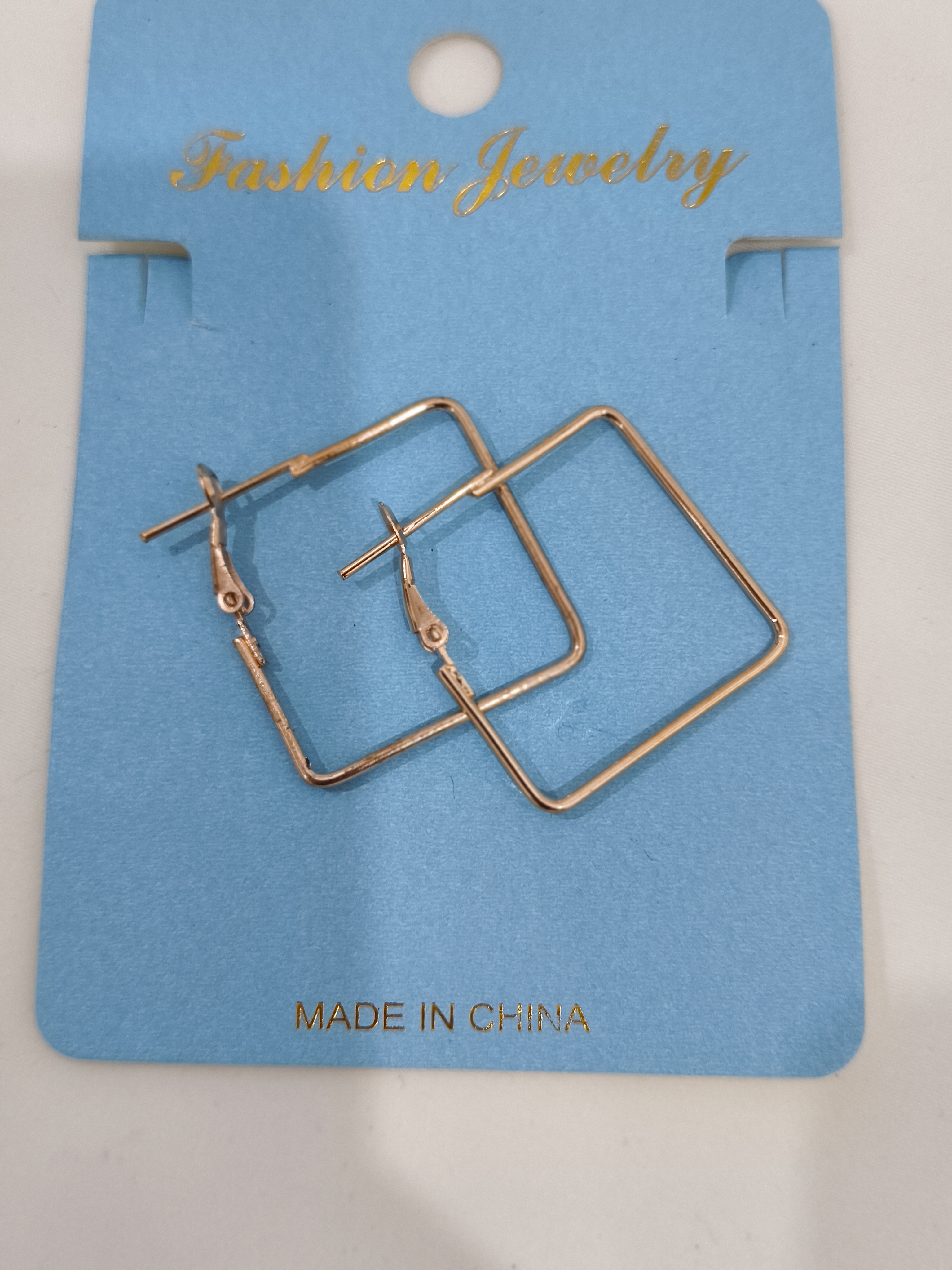 Heart-Shaped and Square-Shaped Gold Hoop Earrings