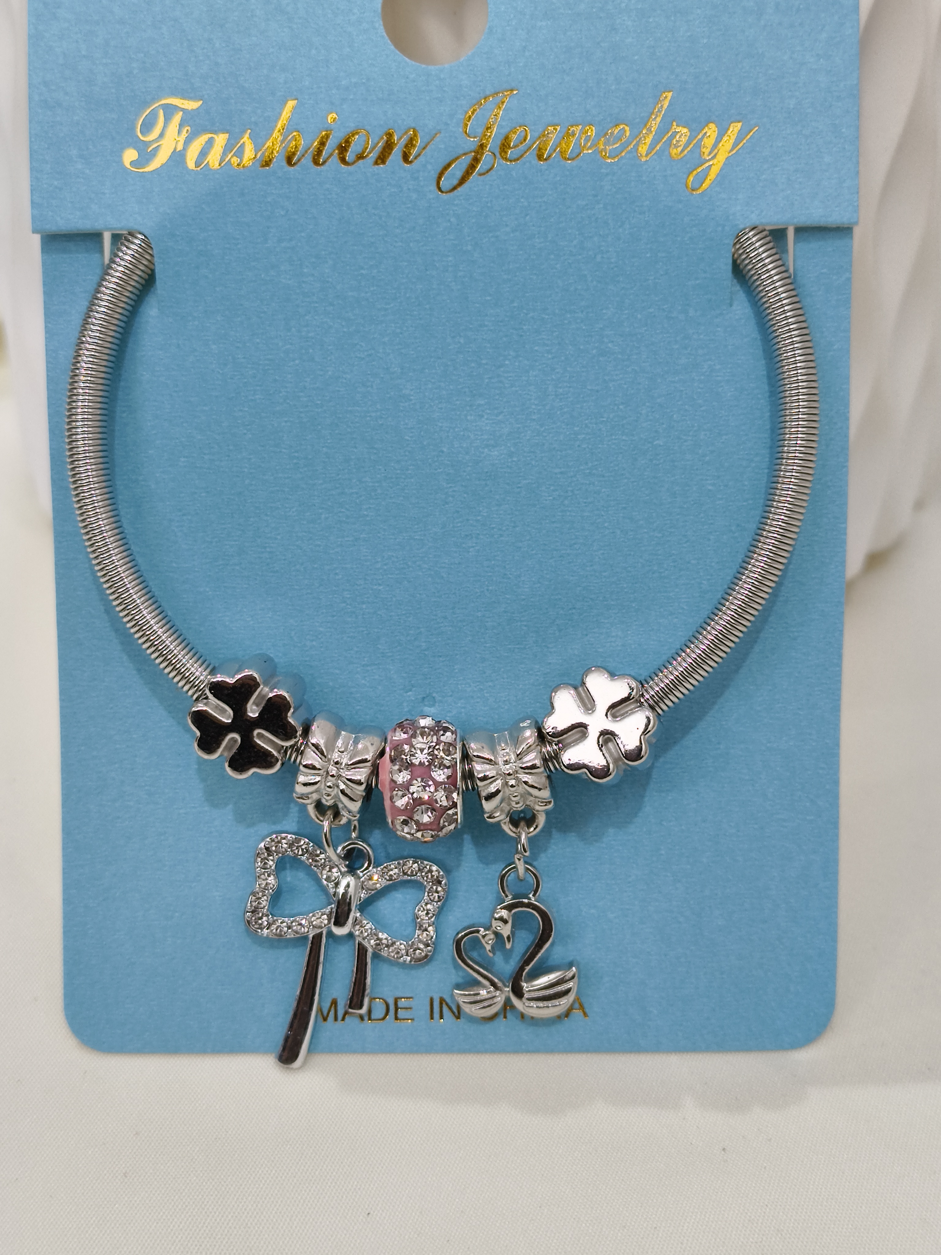 Charm Silver Bracelet with beads