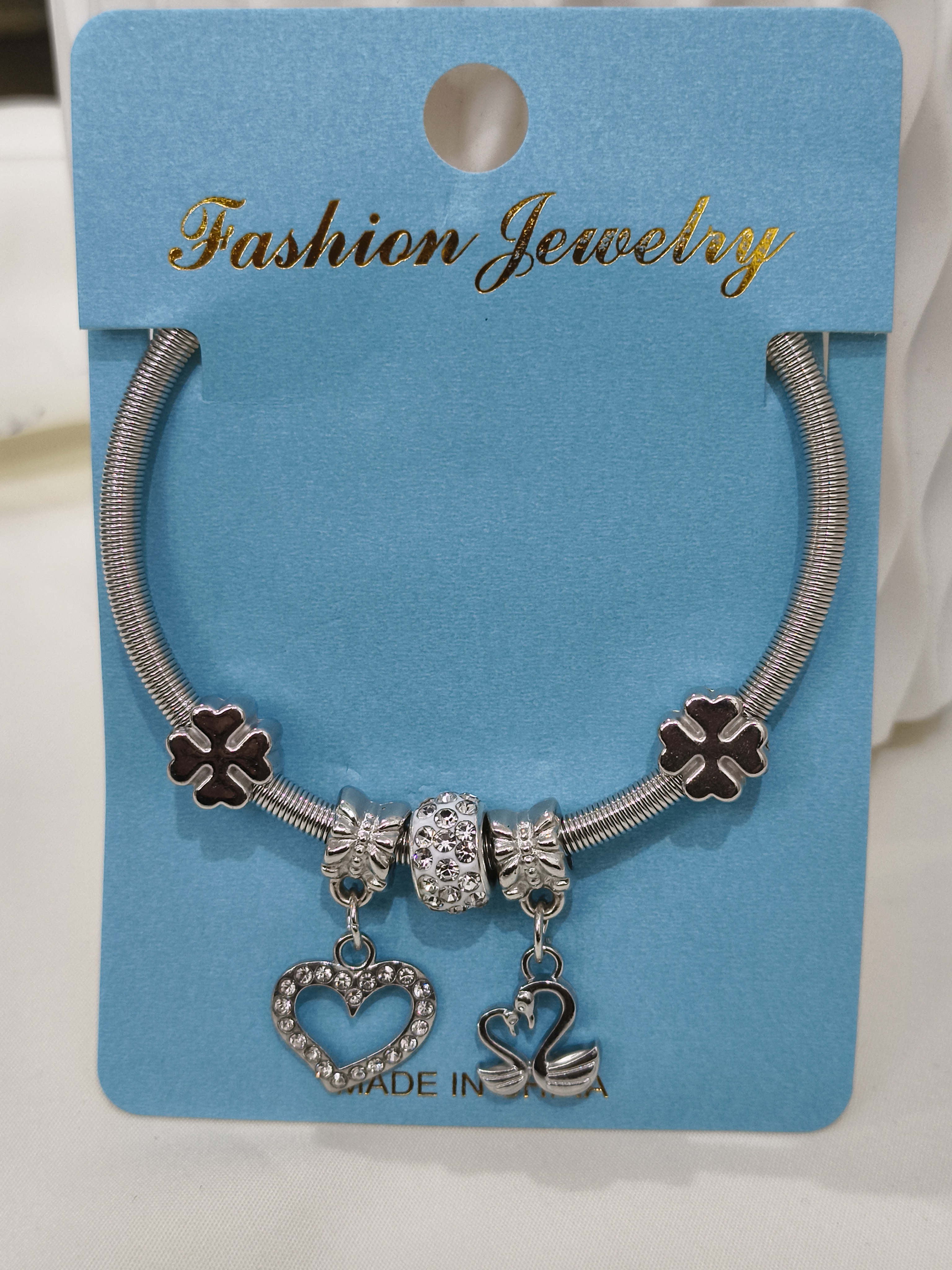 Charm Silver Bracelet with beads