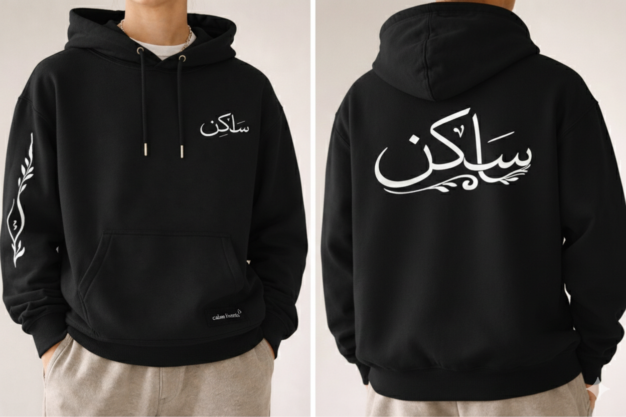 Black SAKIN Minimal Streetwear Hoodie