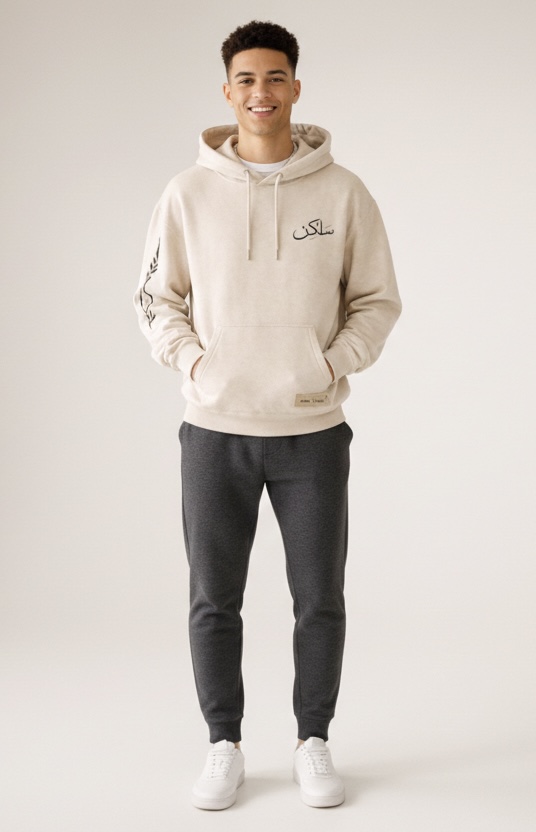 Minimal Streetwear Beige SAKIN Hoodie
