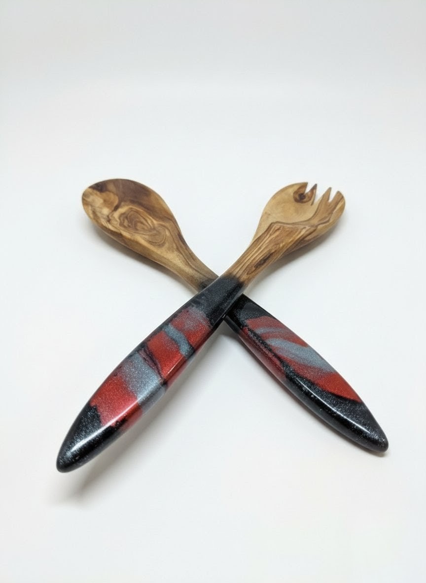 Wood & Resin Salad Server Set