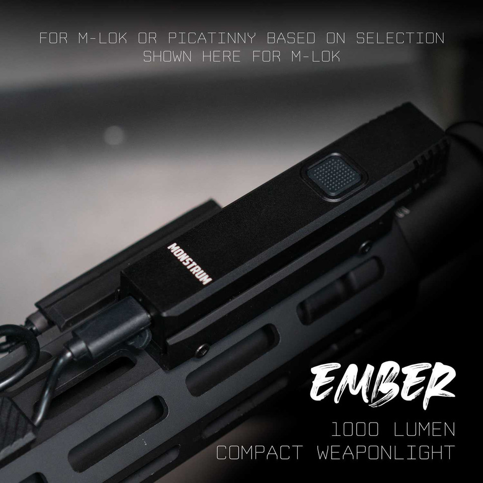 Ember 1000 Lumens Low Profile Weapon Light | Includes Remote Pressure Switch and Cable Clips- Picatinny mounting system