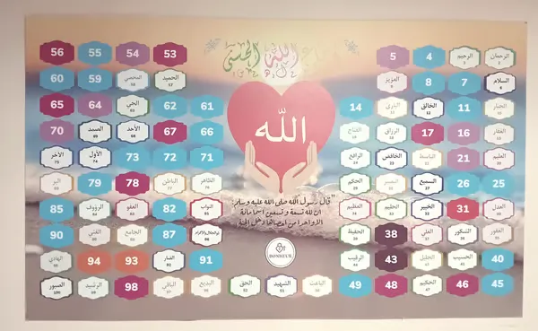 Tableaux Affichage Ludique - Connaitre Dieu💌أسماء الله الحسنى💌