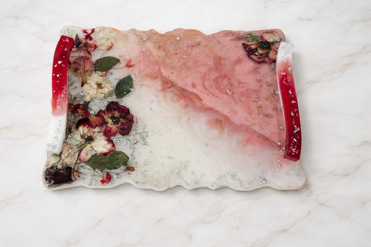 Floral Resin Serving Tray