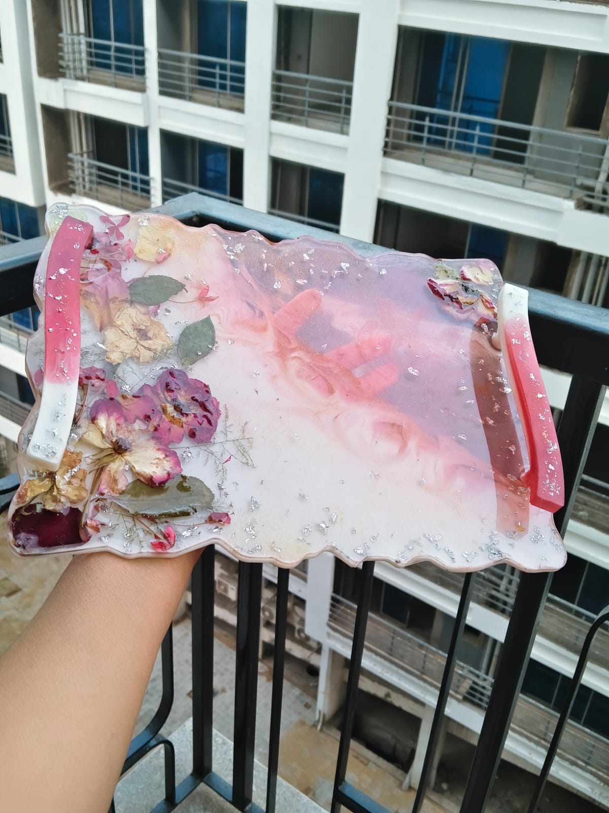 Floral Resin Serving Tray