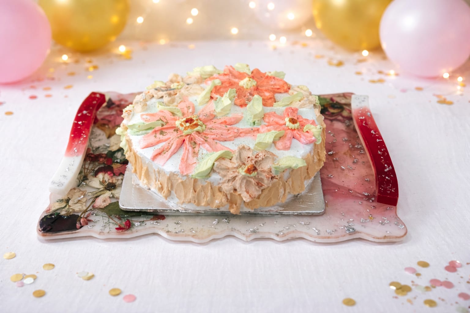 Floral Resin Serving Tray