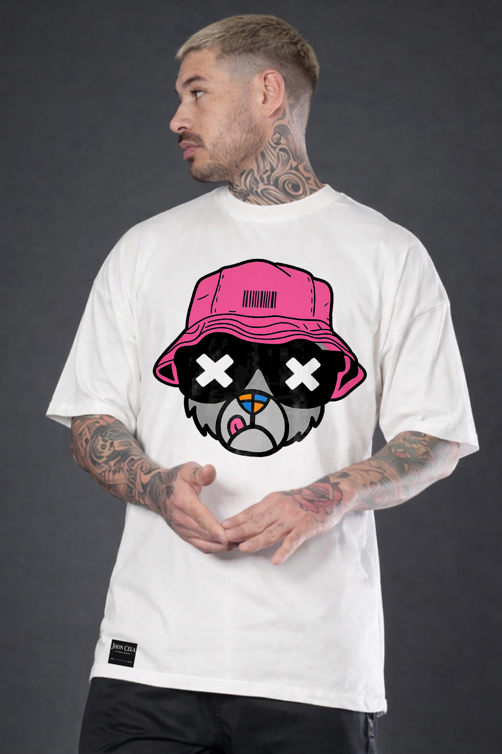 Camiseta Oversized Urso Boné Bolado