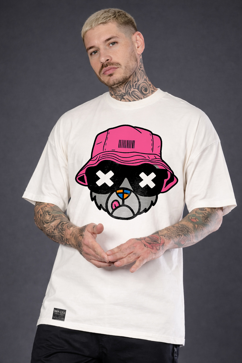 Camiseta Oversized Urso Boné Bolado