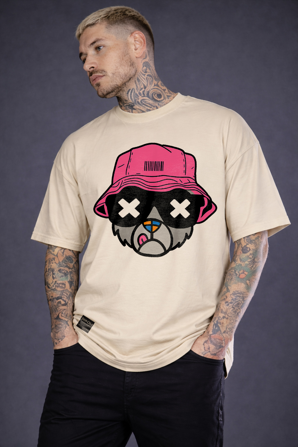 Camiseta Oversized Urso Boné Bolado
