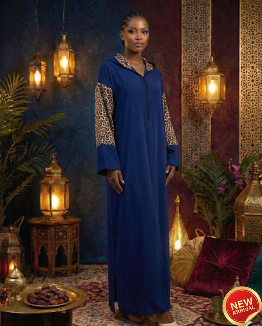 Abaya longue bleu royal