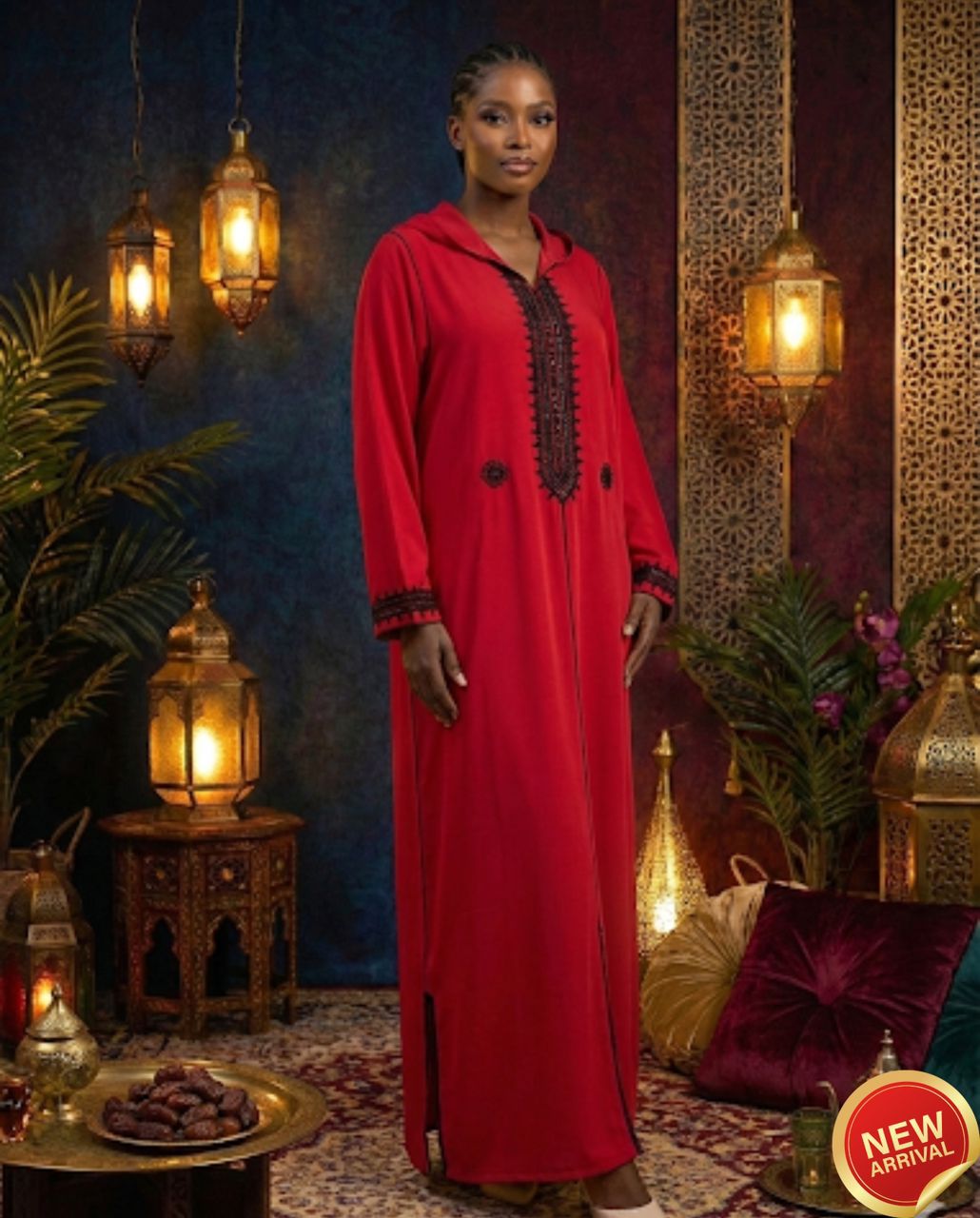 Abaya rouge élégante