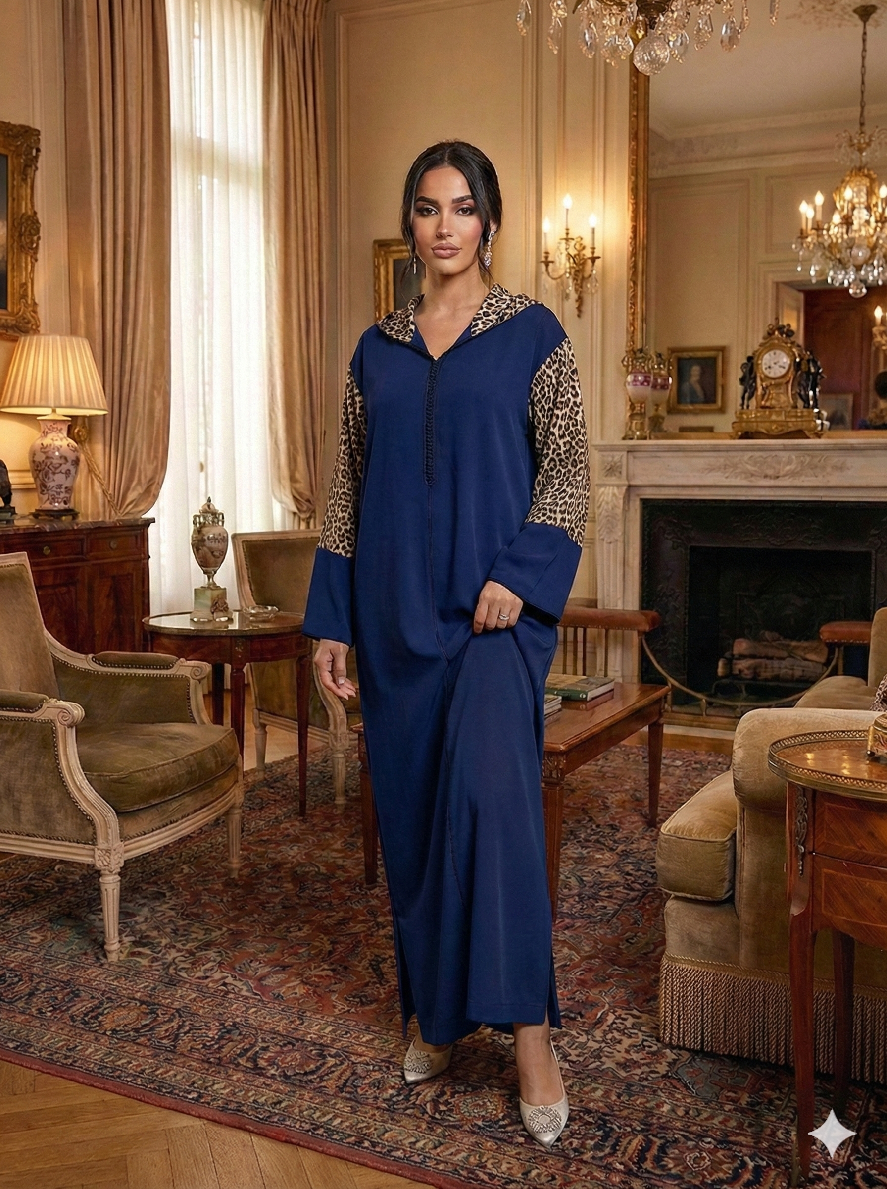 Abaya longue bleu royal