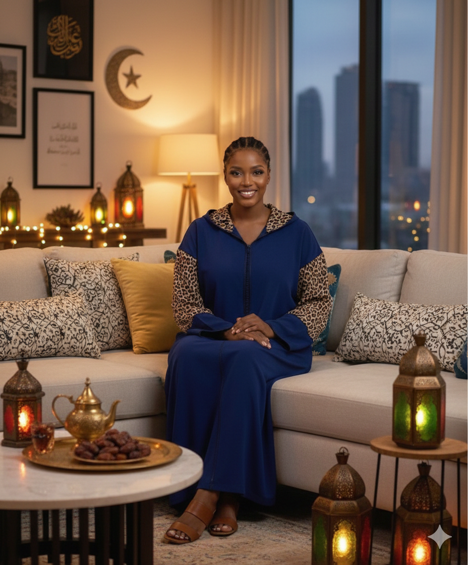 Abaya longue bleu royal