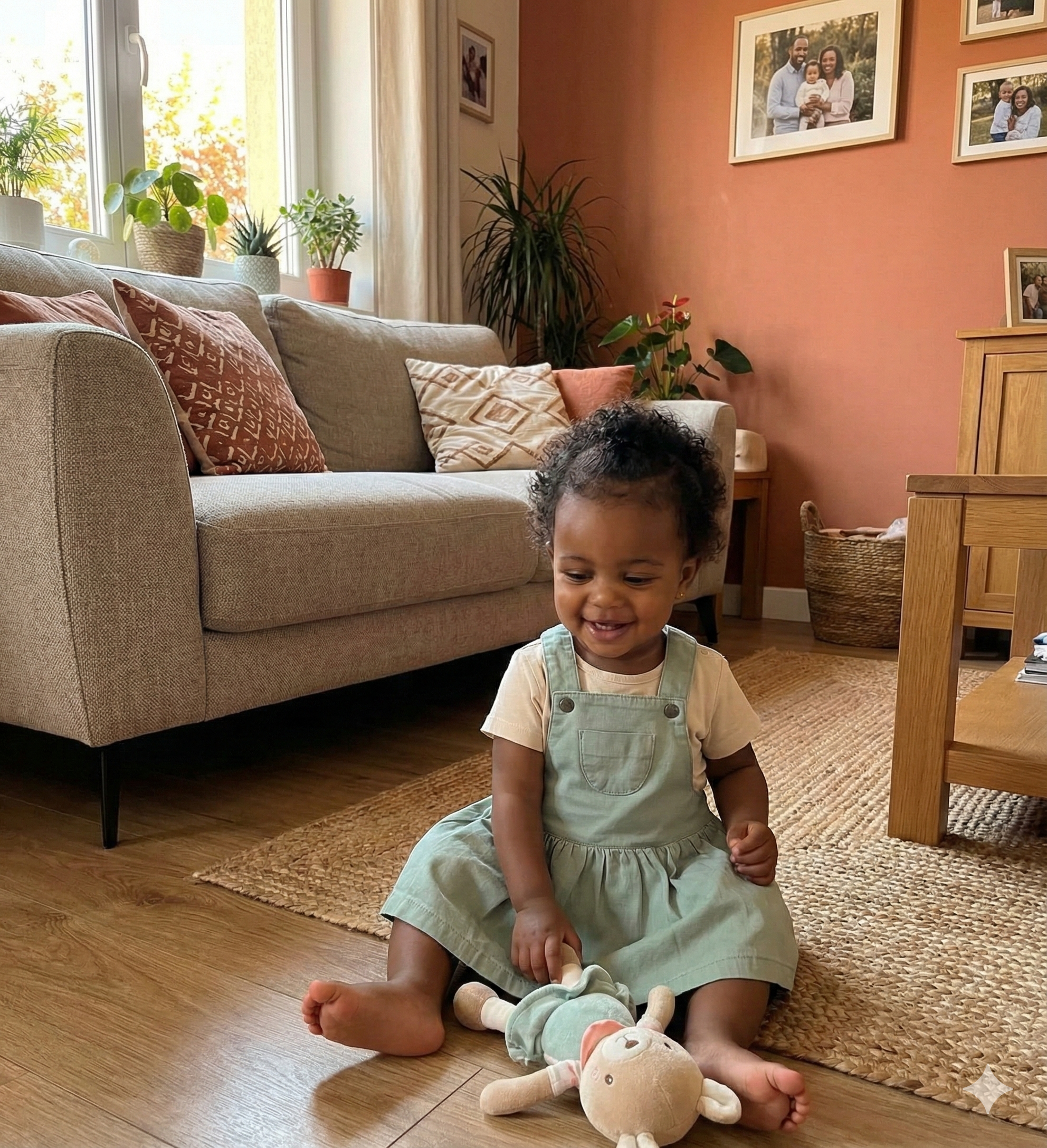 Robe enfant en coton vert menthe