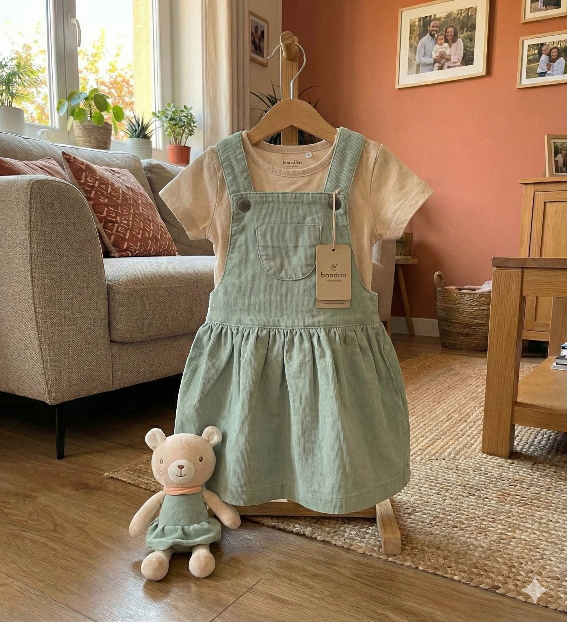 Robe enfant en coton vert menthe