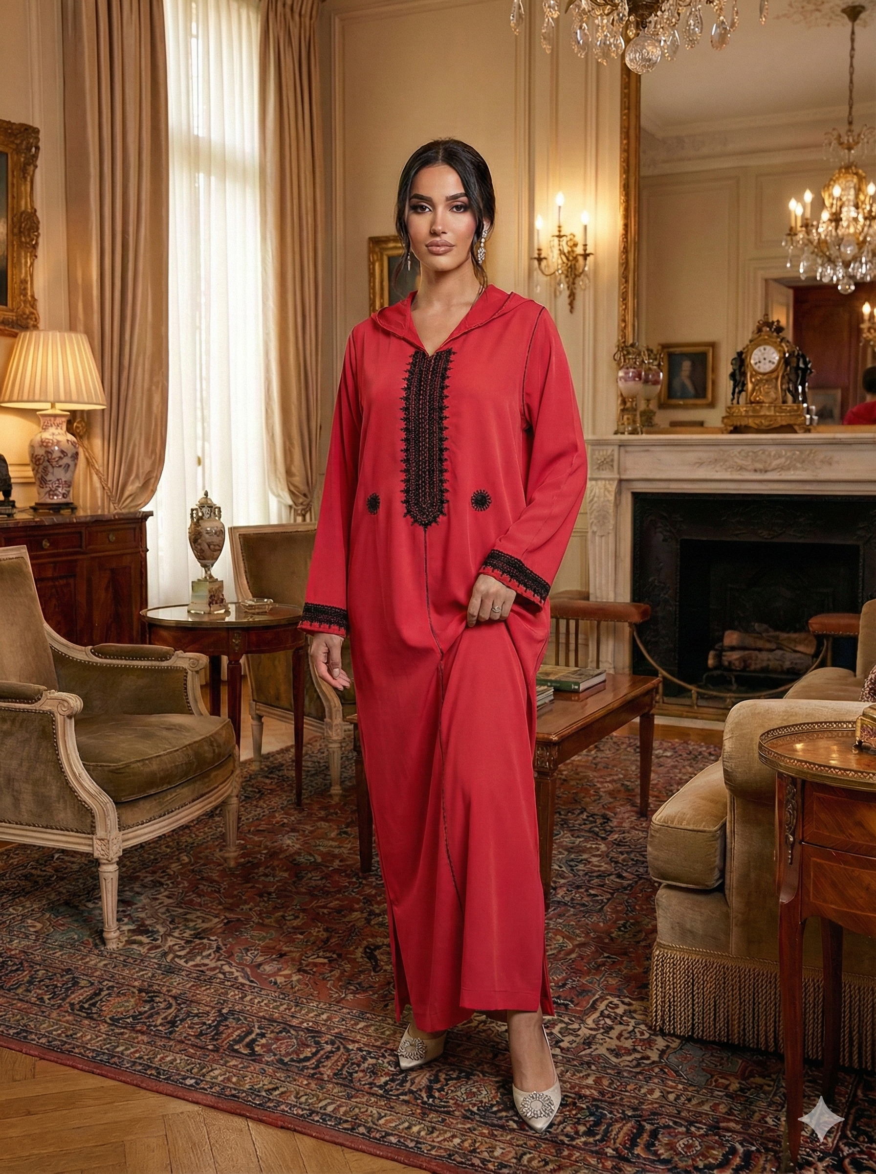 Abaya rouge élégante