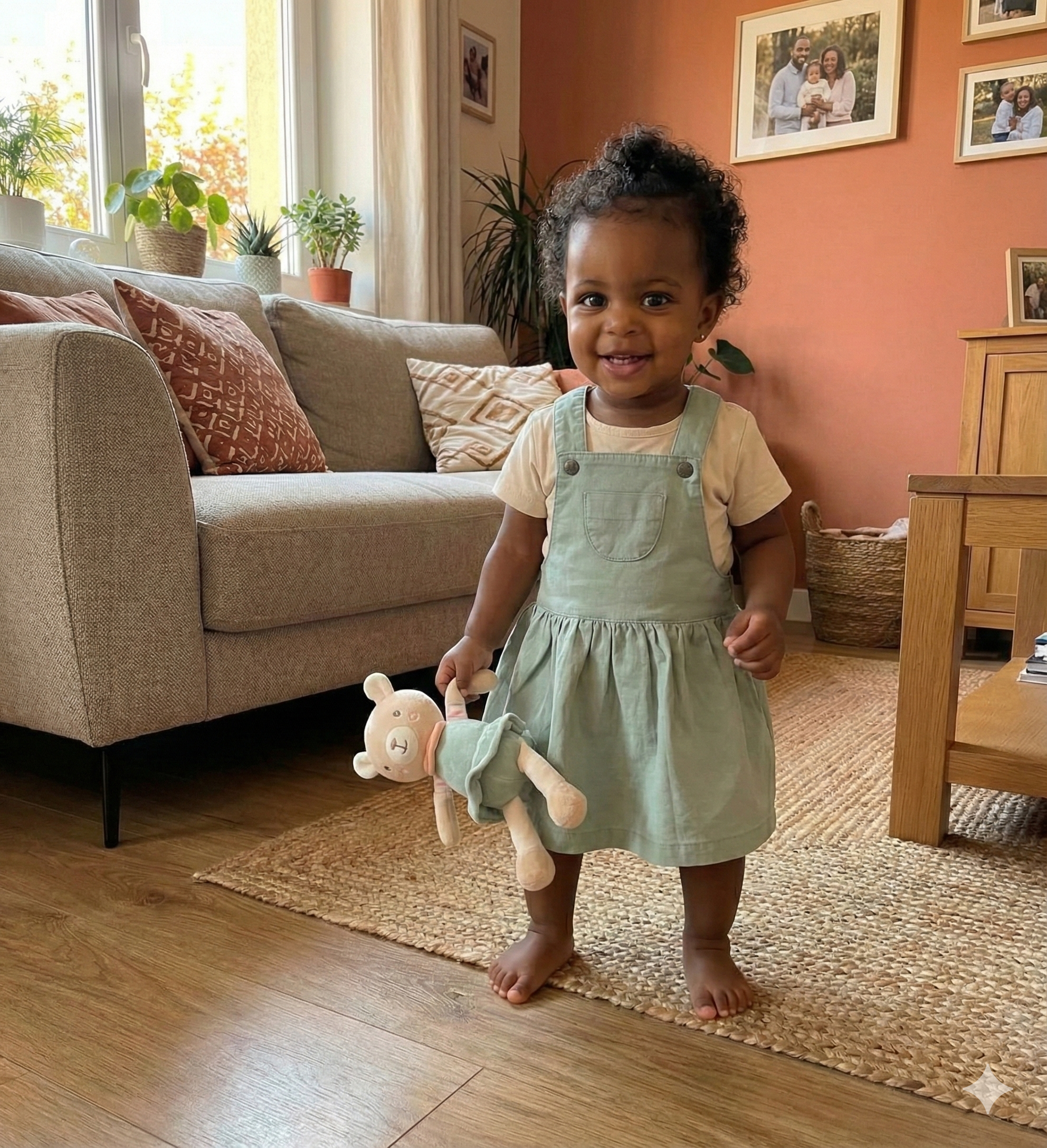 Robe enfant en coton vert menthe