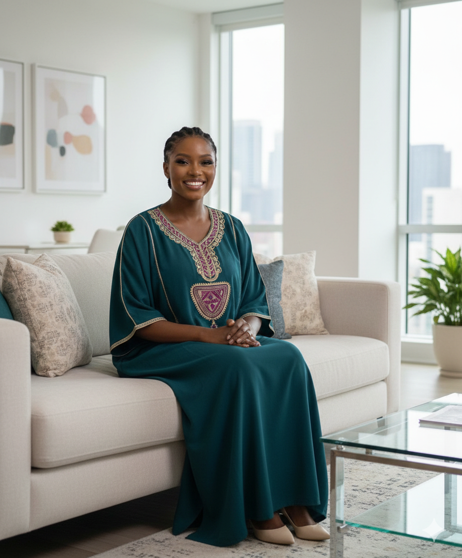 Caftan traditionnel vert émeraude