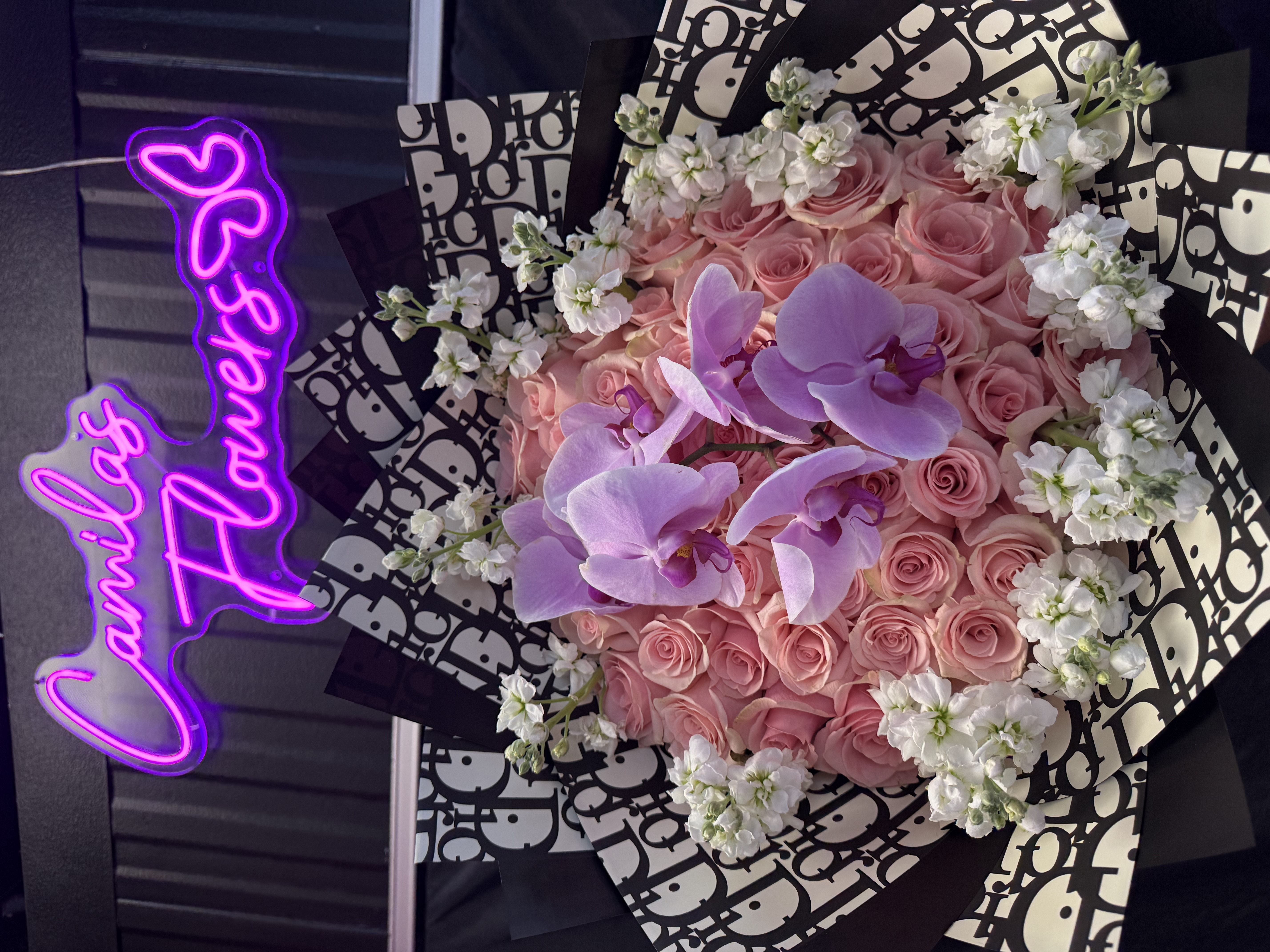 Lavender Orchid & Rose Bouquet