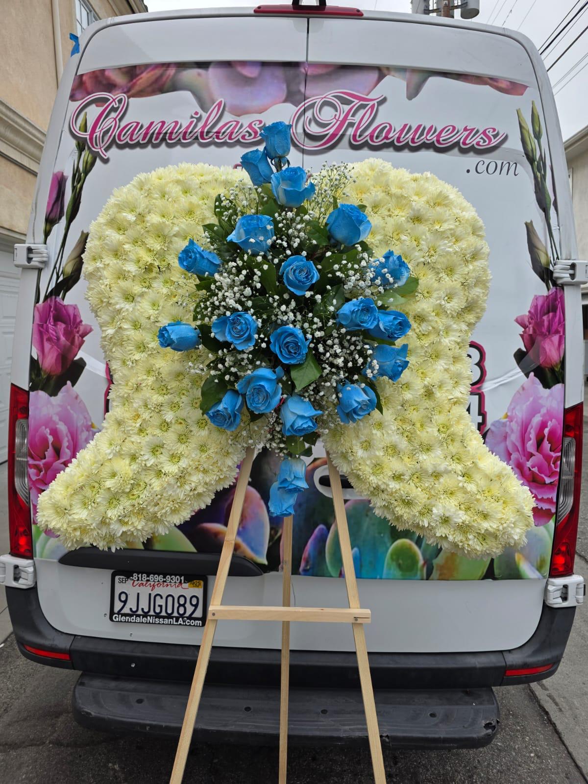 Angel Wings Funeral Floral Arrangement