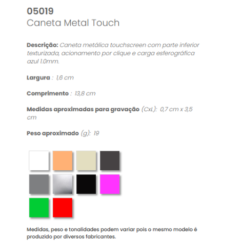 05019 - Caneta Metal Touch