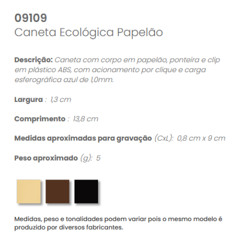 09109 - Caneta Ecológica Papelão