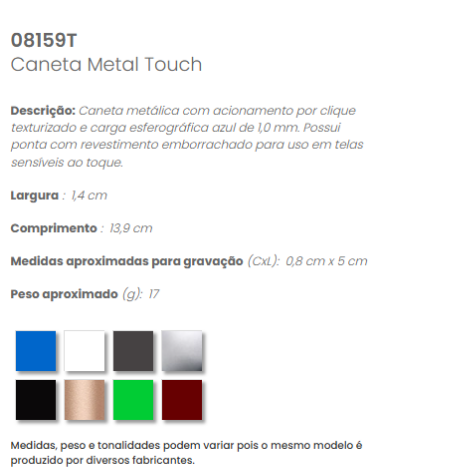 08159T - Caneta Metal Touch