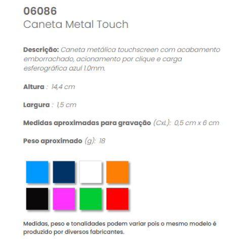06086 - Caneta Metal Touch
