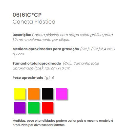 06161C*CP Caneta Plástica