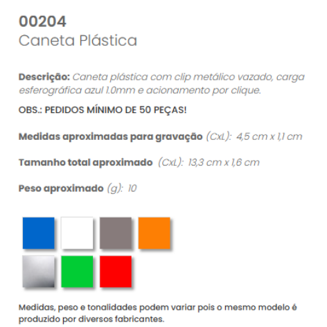 00204 - Caneta Plástica