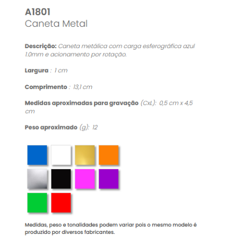 A1801- Caneta Metal