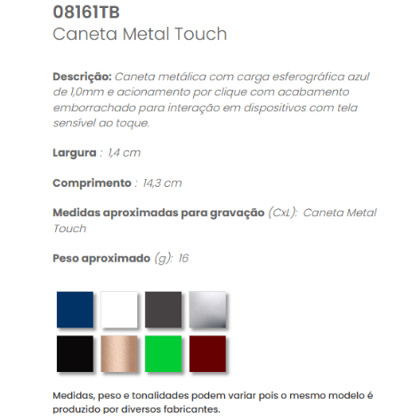 08161TB - Caneta Metal Touch