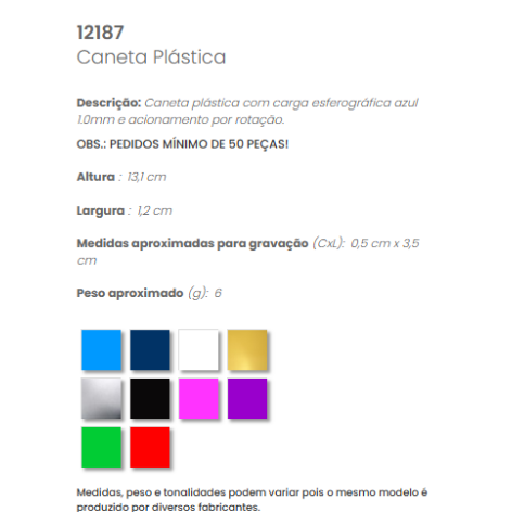 12187 - Caneta Plástica
